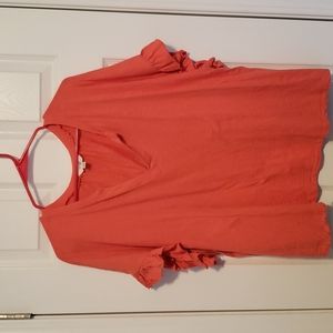 Terra&Sky Plus Size V-neck Coral Tshirt